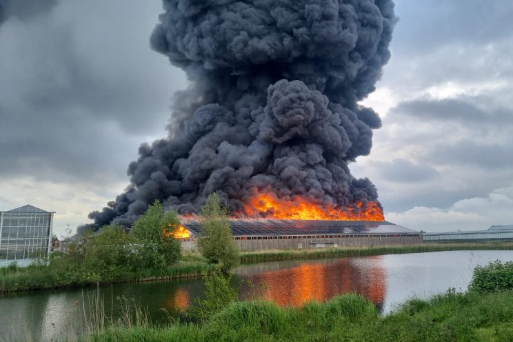 Beschadigde kas en kapotte ruiten op kwekerij